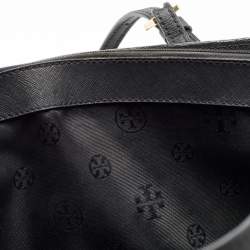 Pre Owned Tory Burch Black Leather Large York Buckle Shopper Tote