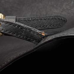 Pre Owned Tory Burch Black Leather Large York Buckle Shopper Tote