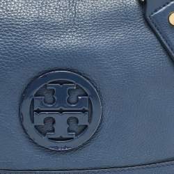 Pre Owned Tory Burch Blue Leather Reva Chain Clutch