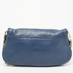 Pre Owned Tory Burch Blue Leather Reva Chain Clutch