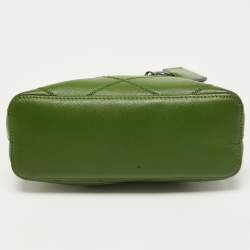 Pre Owned Tory Burch Green Wildstitch Quilted Leather Robinson Dome Satchel