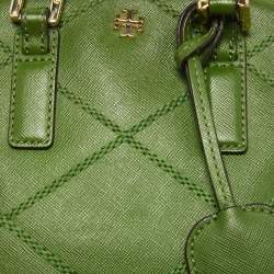 Pre Owned Tory Burch Green Wildstitch Quilted Leather Robinson Dome Satchel