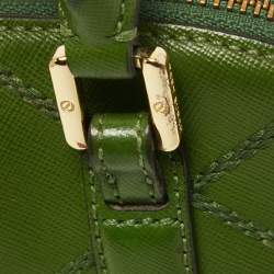 Pre Owned Tory Burch Green Wildstitch Quilted Leather Robinson Dome Satchel