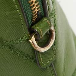 Pre Owned Tory Burch Green Wildstitch Quilted Leather Robinson Dome Satchel