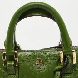 Pre Owned Tory Burch Green Wildstitch Quilted Leather Robinson Dome Satchel