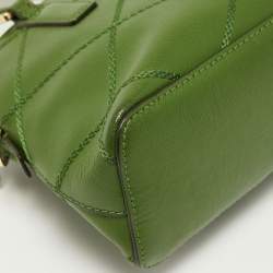 Pre Owned Tory Burch Green Wildstitch Quilted Leather Robinson Dome Satchel
