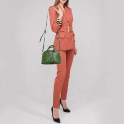 Pre Owned Tory Burch Green Wildstitch Quilted Leather Robinson Dome Satchel