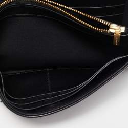 Pre Owned Tory Burch Black Quilted Leather Kira Envelope Wallet