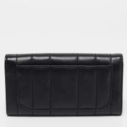 Pre Owned Tory Burch Black Quilted Leather Kira Envelope Wallet