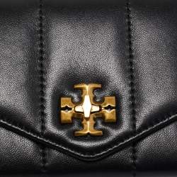 Pre Owned Tory Burch Black Quilted Leather Kira Envelope Wallet