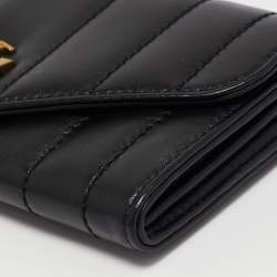 Pre Owned Tory Burch Black Quilted Leather Kira Envelope Wallet