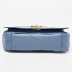 Pre Owned Tory Burch Sapphire Blue Leather Britten Shoulder Bag