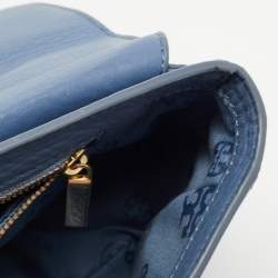 Pre Owned Tory Burch Sapphire Blue Leather Britten Shoulder Bag