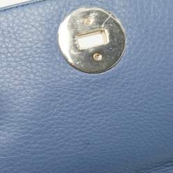 Pre Owned Tory Burch Sapphire Blue Leather Britten Shoulder Bag