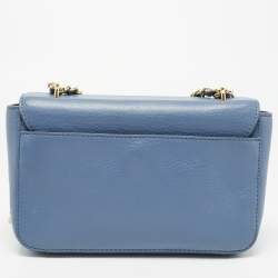 Pre Owned Tory Burch Sapphire Blue Leather Britten Shoulder Bag