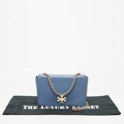 Pre Owned Tory Burch Sapphire Blue Leather Britten Shoulder Bag