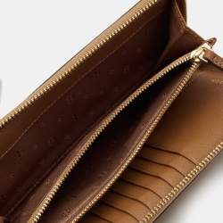Pre Owned Tory Burch Tan Saffiano Leather Emerson Wristlet Wallet