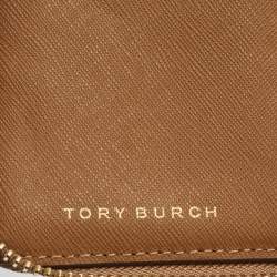 Pre Owned Tory Burch Tan Saffiano Leather Emerson Wristlet Wallet