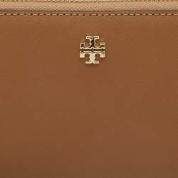Pre Owned Tory Burch Tan Saffiano Leather Emerson Wristlet Wallet