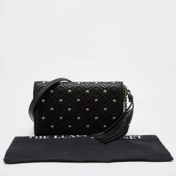 Pre Owned Tory Burch Black Quilted Leather Flap Chain Shoulder Bag