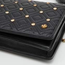 Pre Owned Tory Burch Black Quilted Leather Flap Chain Shoulder Bag