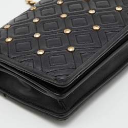 Pre Owned Tory Burch Black Quilted Leather Flap Chain Shoulder Bag