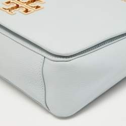 Pre Owned Tory Burch Sky Blue Leather Large Britten Flap Shoulder Bag