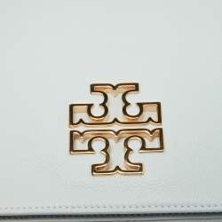 Pre Owned Tory Burch Sky Blue Leather Large Britten Flap Shoulder Bag