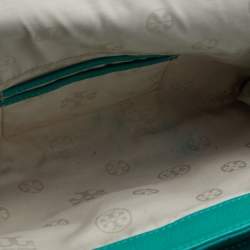 Pre Owned Tory Burch Green Leather Perforated Kipp Crossbody Bag