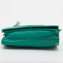 Pre Owned Tory Burch Green Leather Perforated Kipp Crossbody Bag