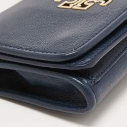 Pre Owned Tory Burch Dark Blue Leather Britten Flap Crossbody Bag