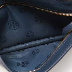 Pre Owned Tory Burch Dark Blue Leather Britten Flap Crossbody Bag