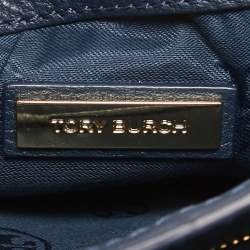 Pre Owned Tory Burch Dark Blue Leather Britten Flap Crossbody Bag