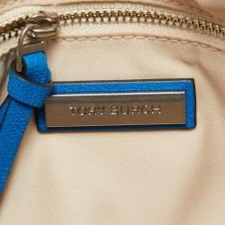 Pre Owned Tory Burch Blue Chevron Leather Fleming Camera Crossbody Bag