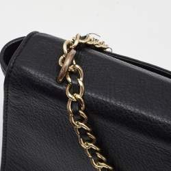 Pre Owned Tory Burch Black Leather Kira Flap Crossbody Bag
