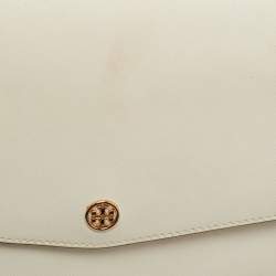 Pre Owned Tory Burch White Leather Robinson Crossbody Bag
