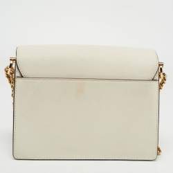 Pre Owned Tory Burch White Leather Robinson Crossbody Bag