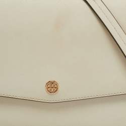 Pre Owned Tory Burch White Leather Robinson Crossbody Bag