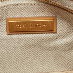 Pre Owned Tory Burch Beige Raffia Crochet Small Kira Shoulder Convertible Bag