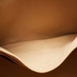 Pre Owned Tory Burch Beige T Monogram Jacquard Canvas and Leather Tote