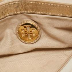 Pre Owned Tory Burch Gold Leather Chain Crossbody Bag