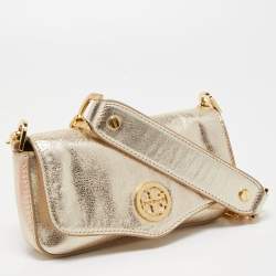 Pre Owned Tory Burch Gold Leather Chain Crossbody Bag