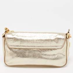 Pre Owned Tory Burch Gold Leather Chain Crossbody Bag