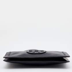 Pre Owned Tory Burch Black Leather Reva Flap Shoulder Bag