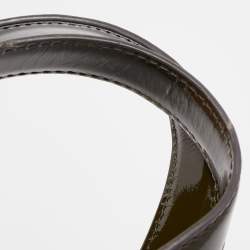 Pre Owned Tory Burch Dark Olive Green Patent Leather Perforated Tote