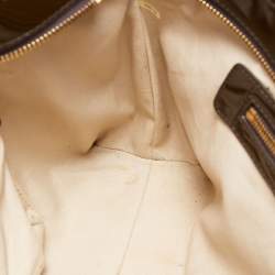 Pre Owned Tory Burch Dark Olive Green Patent Leather Perforated Tote