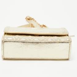 Tory Burch Gold Leather Mini Fleming Shoulder Bag