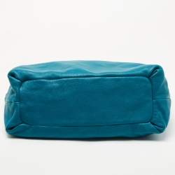 Pre Owned Tory Burch Green Leather Whipstitch Marion Tote