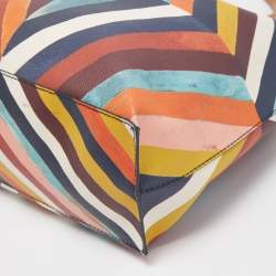 Tory Burch Multicolor Diamond Stripe Coated Canvas and Leather Kerrington Tote