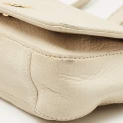 Pre Owned Tory Burch Off White Leather Robinson Flap Crossbody Bag